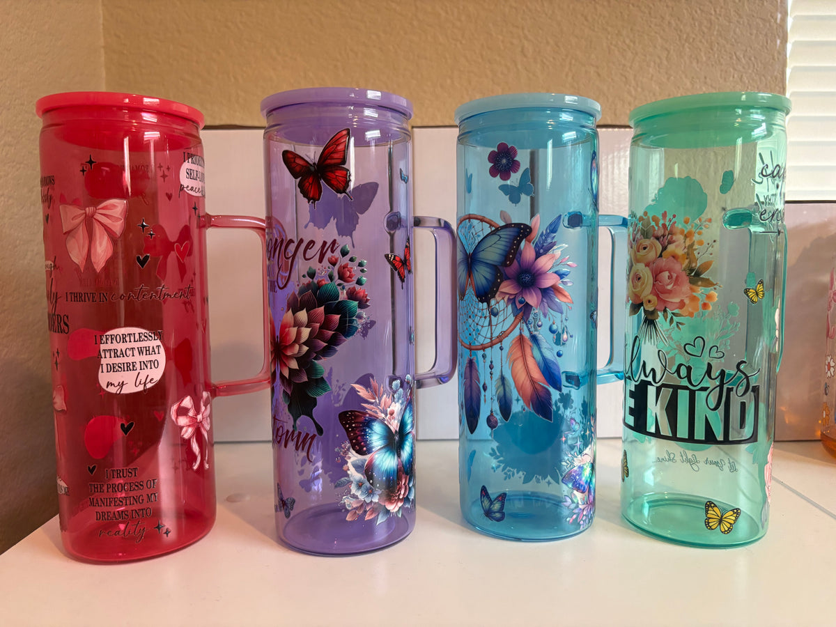 20oz Glass Skinny Cup w/ handle